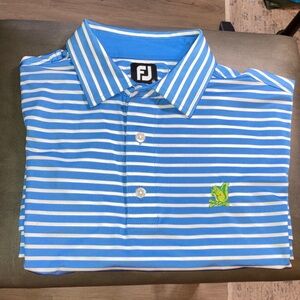 FootJoy Blue and White Striped Golf Polo Mens Medium